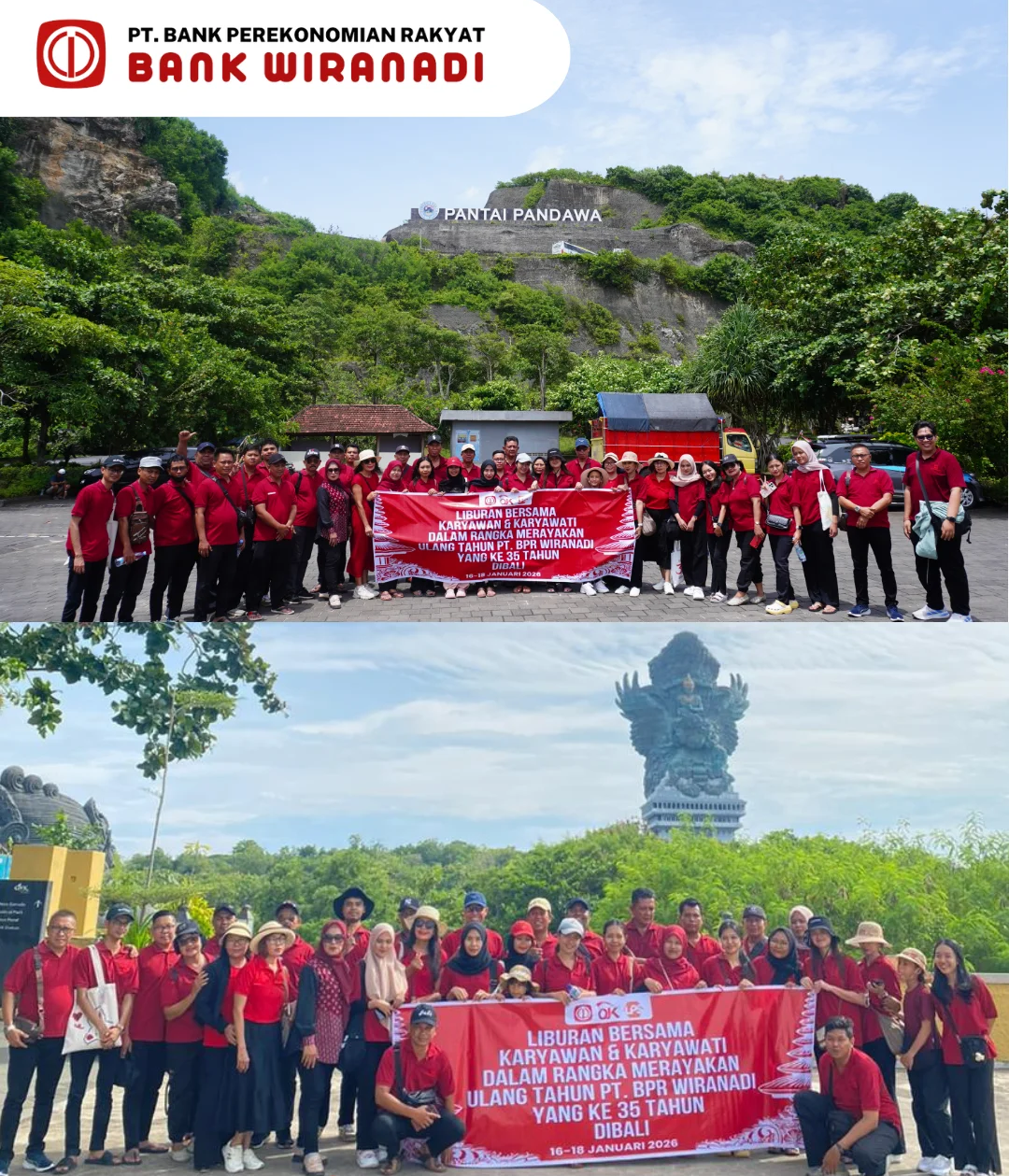 Liburan Bersama Karyawan dan Karyawati Dalam Rangka Merayakan Ulang Tahun PT. BPR Wiranadi yang ke 35 Tahun di Bali